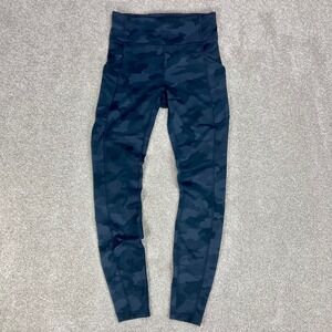 Lululemon Fast and Free High-Rise Leggings Women Sz 6 Gray Black Camo Nulux Yoga